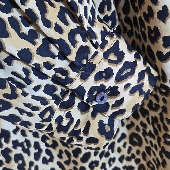 Foxcroft Leopard Print Cotton Button Down Shirt 24W Wrinkle Free No Iron - Picture 8 of 12